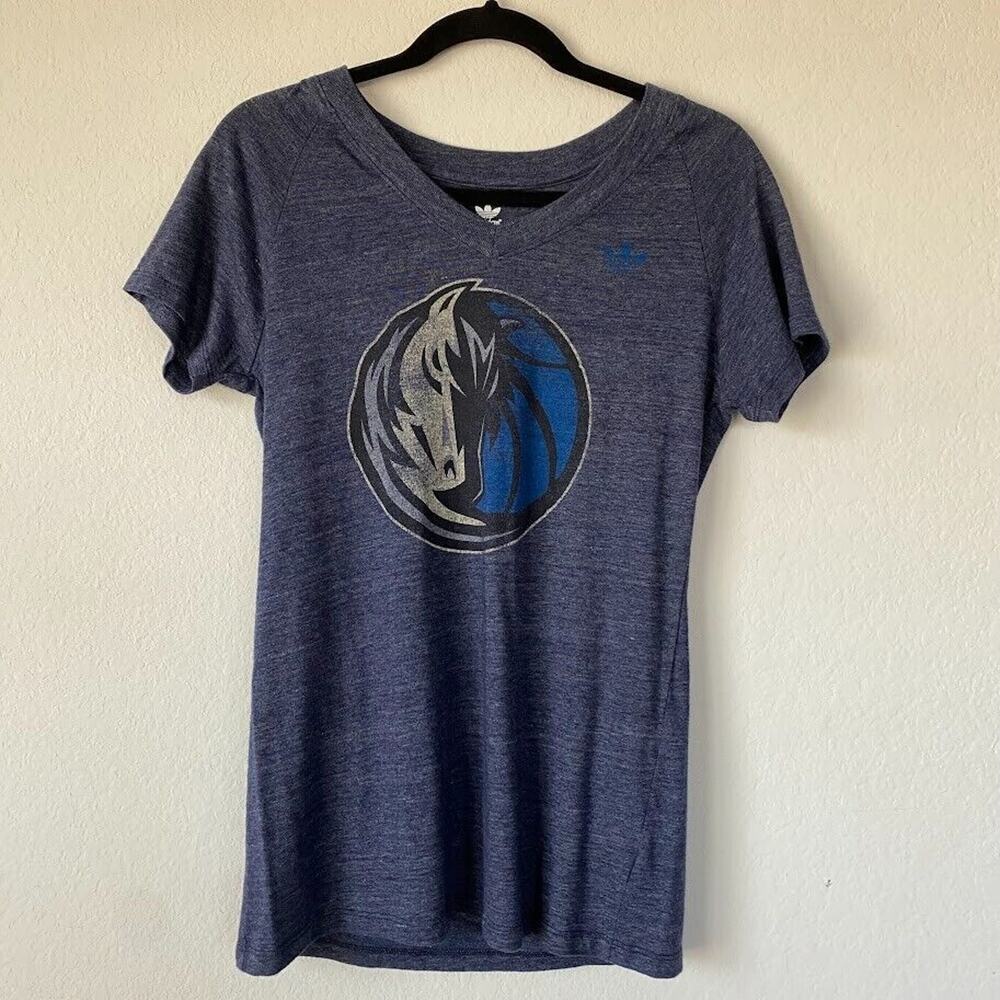 Womens Adidas Dallas Mavericks Short Sleeve Blue Fitted T‎ Shirt Large NBA Fan